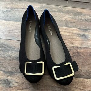 Rothy's Emblem Ballet Flats with Gold Buckle 9.5